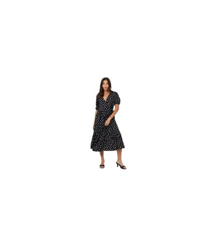 Robe Portefeuille Motif/style Fleurs Femme Noir Blanc Brave Soul