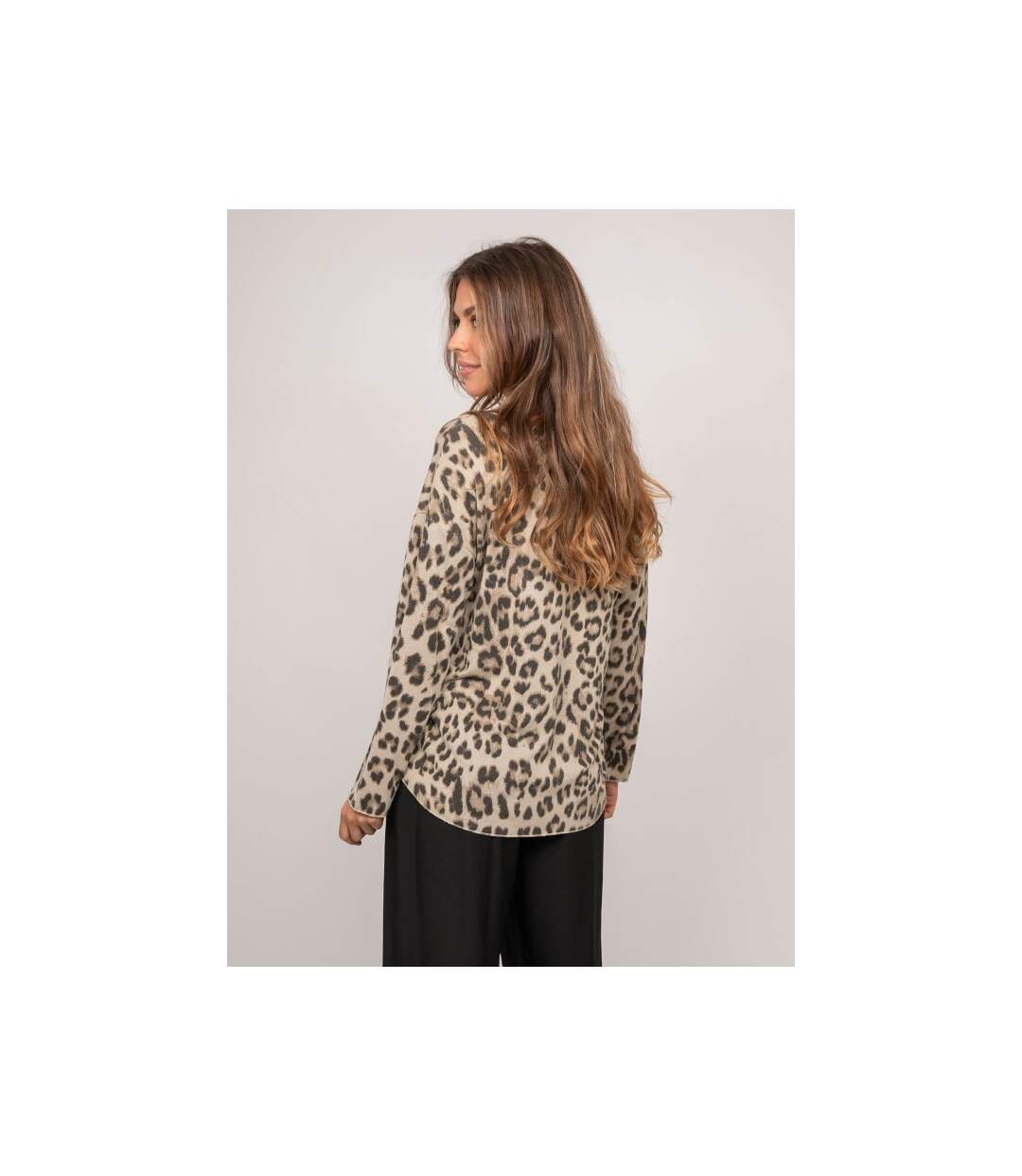 Pull maille fine imprimé léopard FARENZA - Dona X Lisa-2