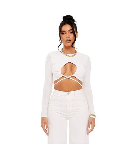 Haut Court Femme Blanc Cassé Missy Empire
