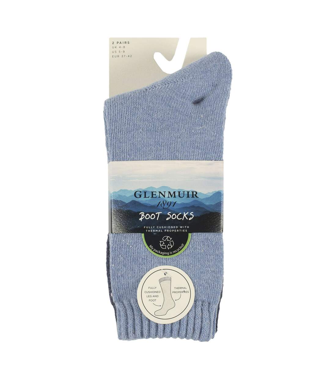 Glenmuir - Lot de 2 Chaussettes Femme Thermiques Mi-Bottes Laine Chaudes-2