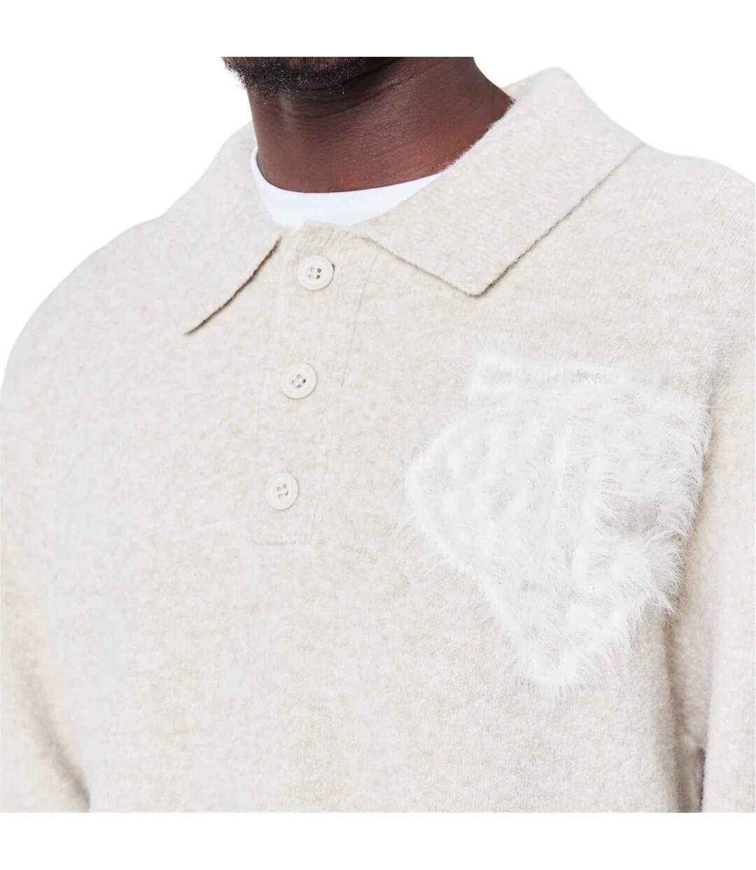 Mens Fluffy Relaxed Fit Top Beige Couture-4