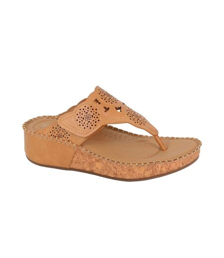Womens/ladies Corina Pu Sandals Light Tan Cipriata