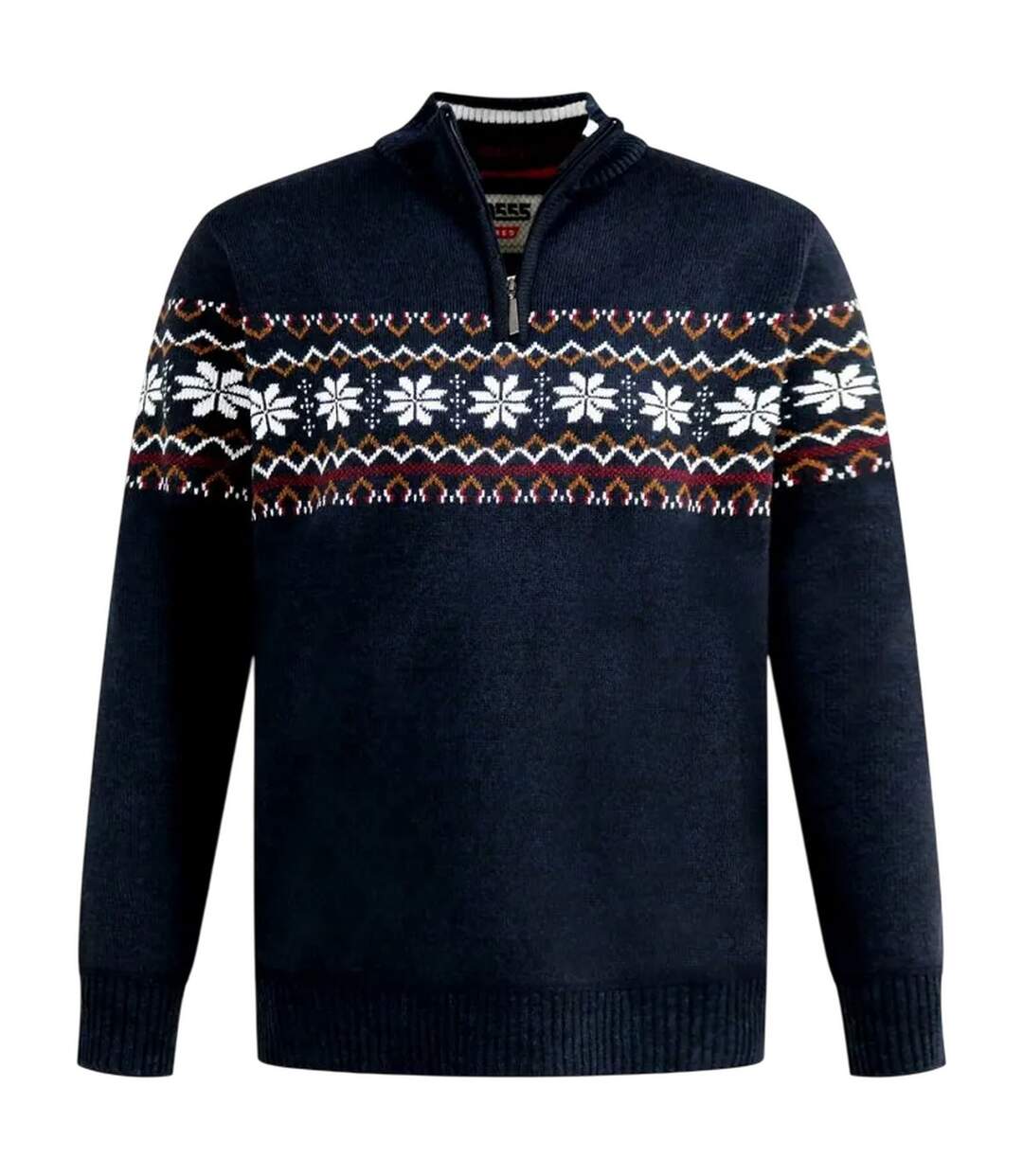 Sweat Motif/style Festif D555 Edinson Homme Bleu Marine Chiné Duke-2