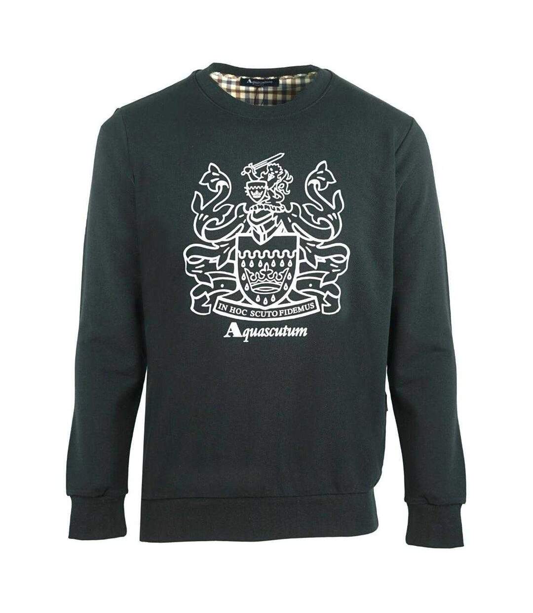 Mens Crest Crew Neck Sweatshirt Black Aquascutum-1