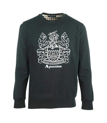 Mens Crest Crew Neck Sweatshirt Black Aquascutum