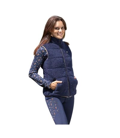 Womens/ladies elevate country teddy fleece gilet navy Hy