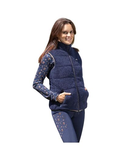 Womens/ladies elevate country teddy fleece gilet navy Hy