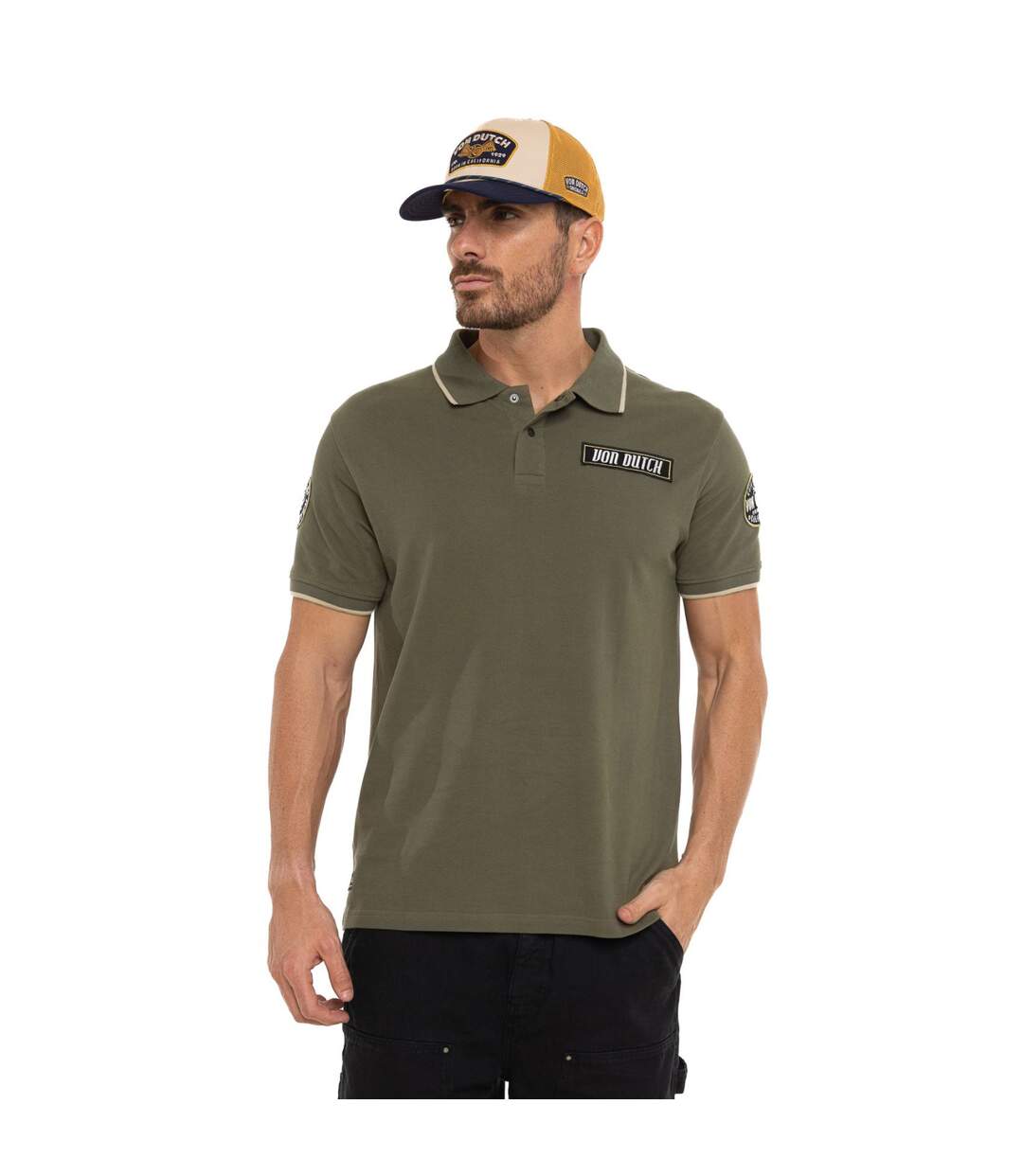 Polo homme maille piquée avec patchs et print dos MC29 Vondutch-1