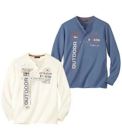 Set van 2 longsleeves met Tunesische kraag Evasion 