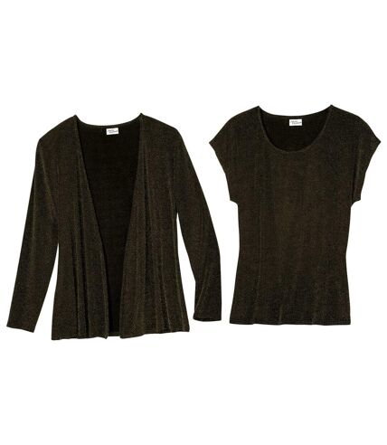 Women's Sparkly T-Shirt and Cardigan - Twin-Set