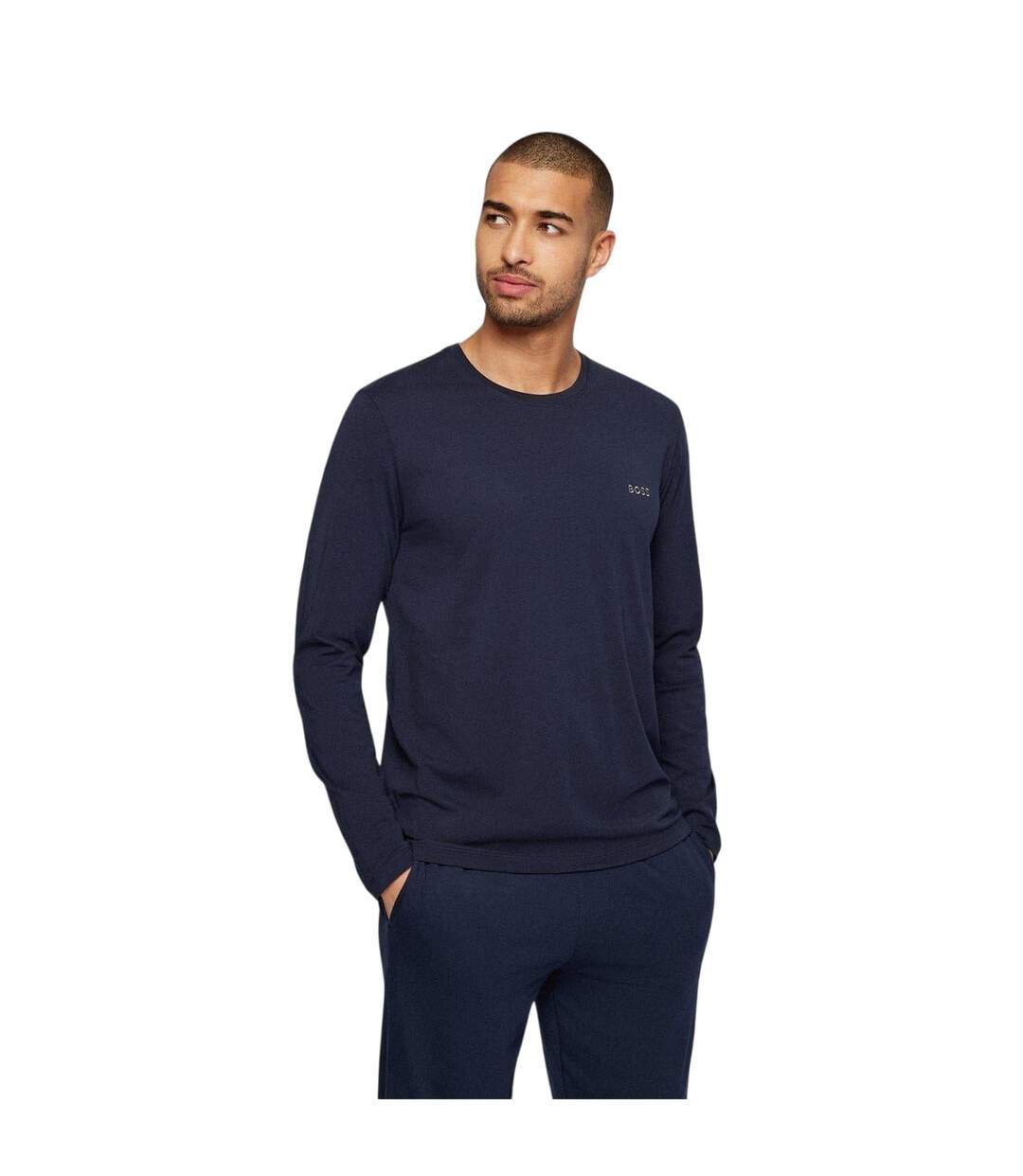 T-shirt Manches Longues Motif/style Logo Brodé Homme Bleu Marine Boss-2
