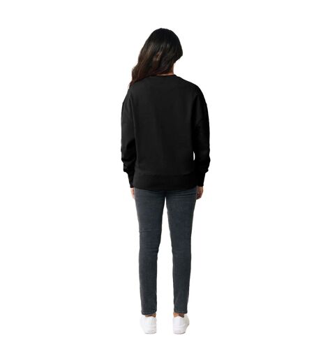 Unisex adult kruger recycled cotton crew neck relaxed fit sweatshirt black Iqoniq