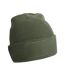Unisex Adult Patch Beanie Olive Green Beechfield-2