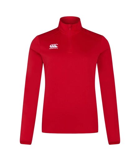 Womens/ladies Club Quarter Zip Training Midlayer Flag Red Canterbury