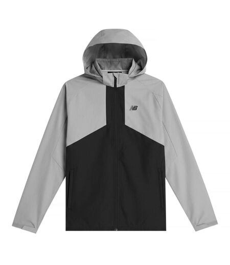 Mens Two Tone Woven Hooded Jacket Grey Black New Balance