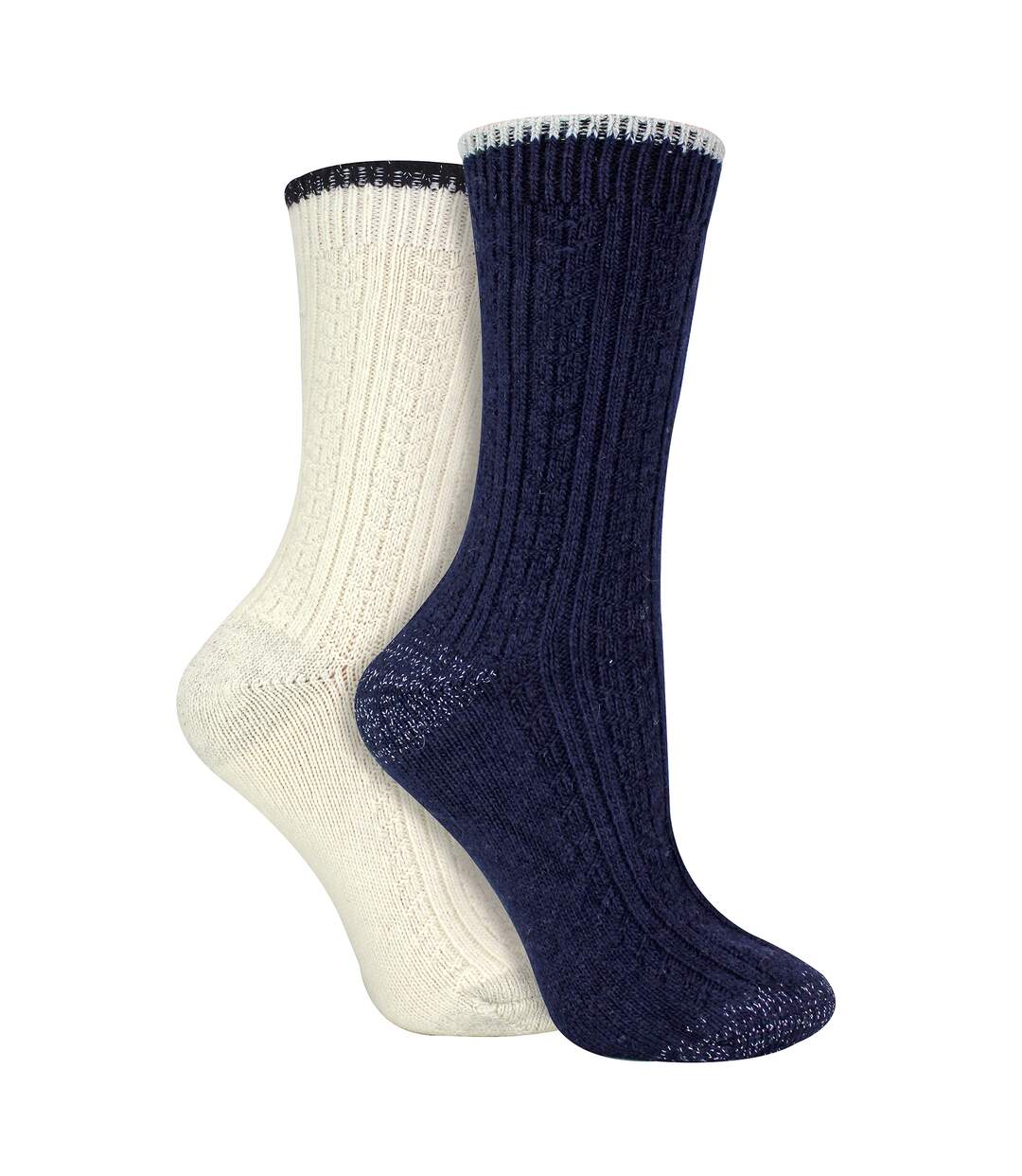4 Pack Ladies Cable Knit and Lurex Glitter Socks for Sparkling Style and Comfort-3