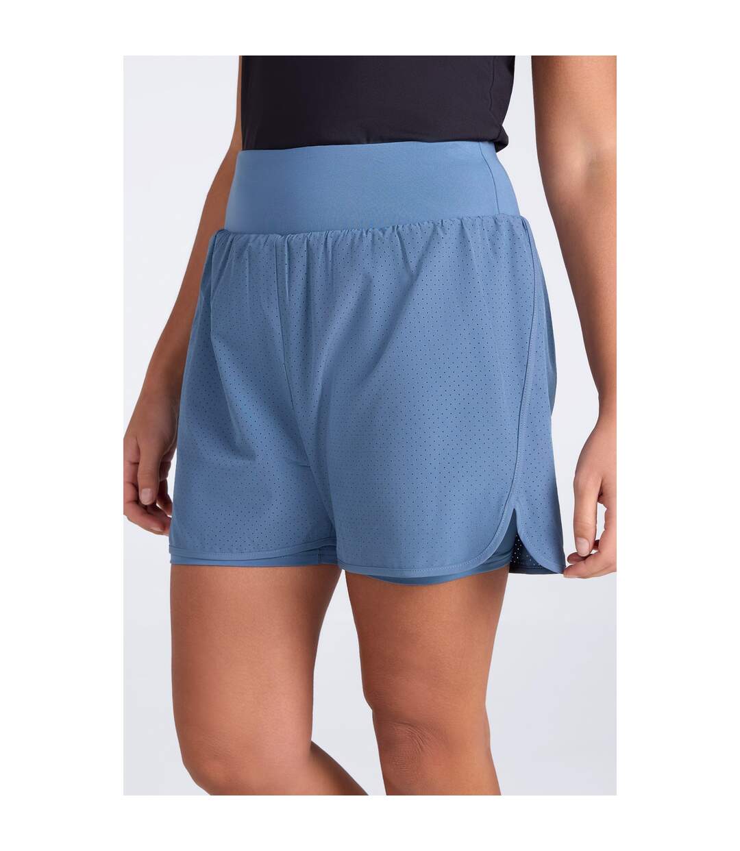 Womens/ladies Double Layered Running Shorts Blue Mountain Warehouse-1