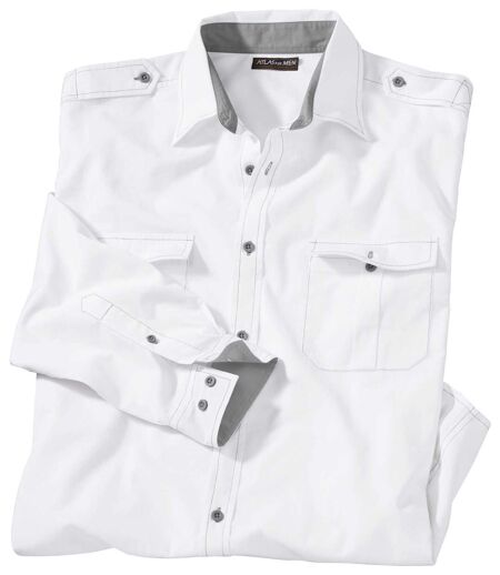 Men's White Aviator Shirt