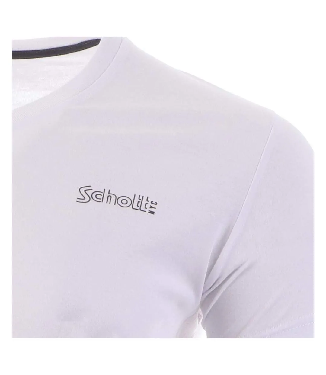 T-SHIRT blanc homme schott v neck jeff-2