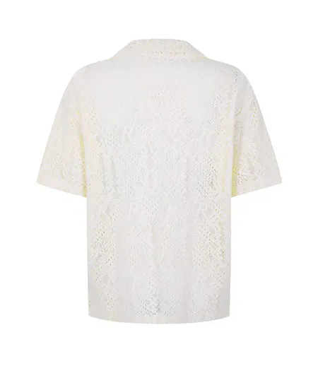 Mens Cotton Crochet Detail Shirt Off White Represent