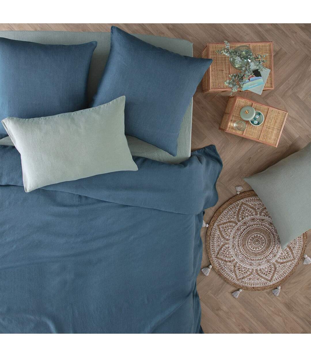 Housse de Couette Lin Adorable 260x240cm Bleu Canard-4