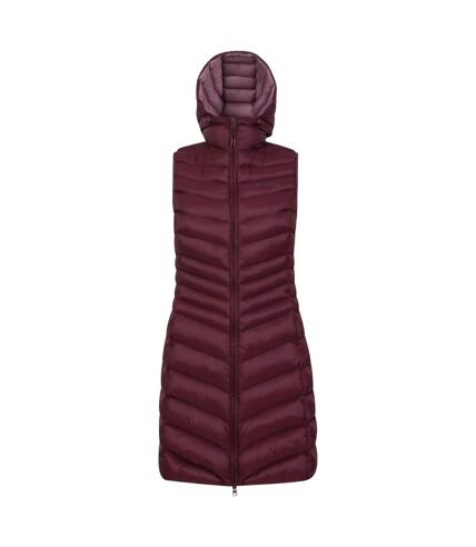 Womens/ladies florence padded long gilet burgundy Mountain Warehouse