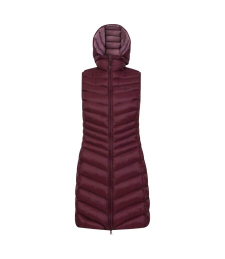 Womens/ladies florence padded long gilet burgundy Mountain Warehouse