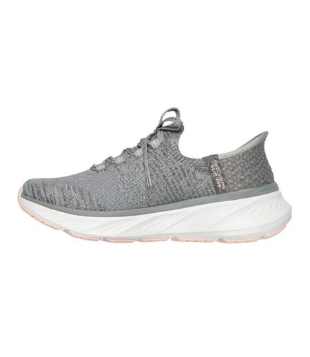 Womens/ladies Edgeride Slip-in Trainers Grey Peach Skechers