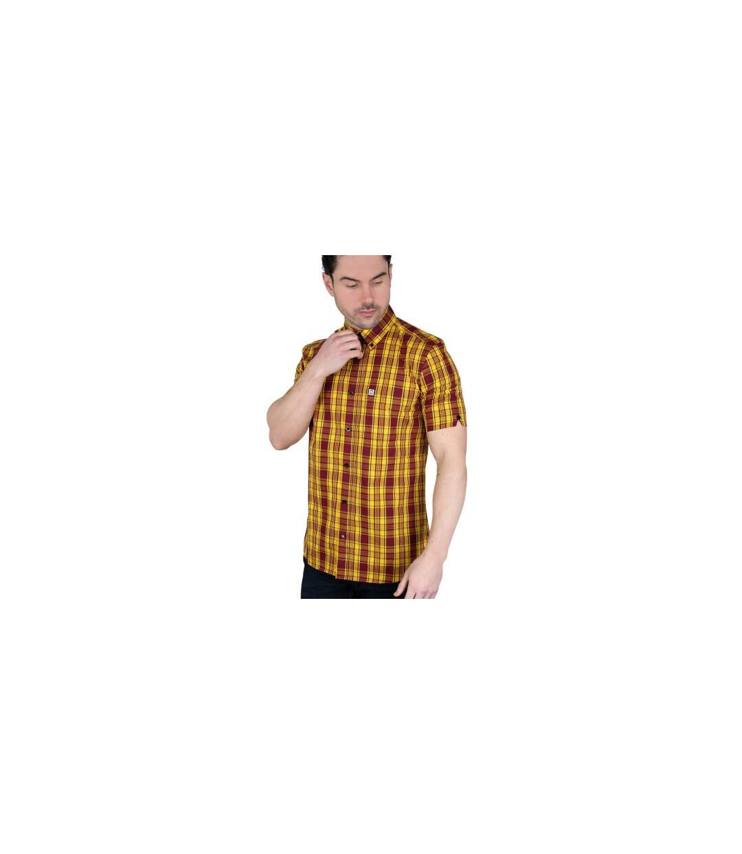 Unisex Adult Checked Shirt Burgundy Gold Lambretta-1