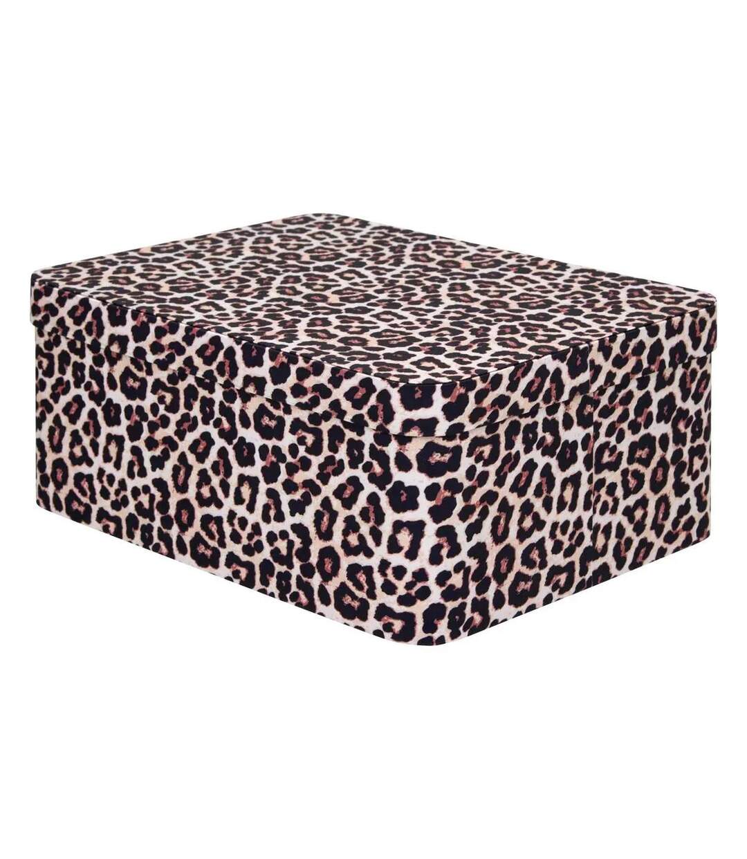 Lot de 4 Boîtes Déco Léopard Polybox 39cm Marron-2
