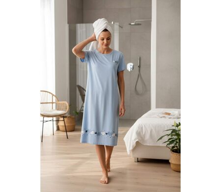 OZABI Chemise de Nuit Femme Microfibre Manches Courtes