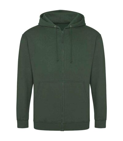 Mens full zip hoodie bottle green Awdis