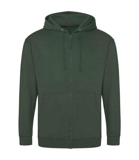 Mens full zip hoodie bottle green Awdis