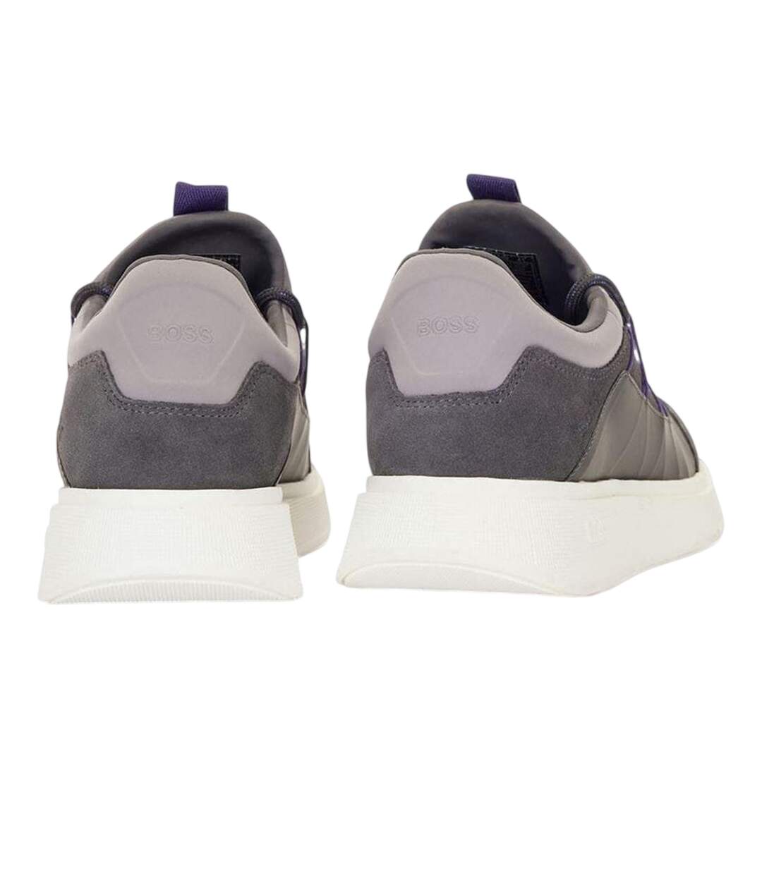 Mens Leather Running Trainers Grey Boss-2