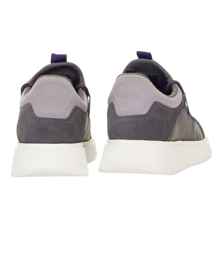 Mens Leather Running Trainers Grey Boss
