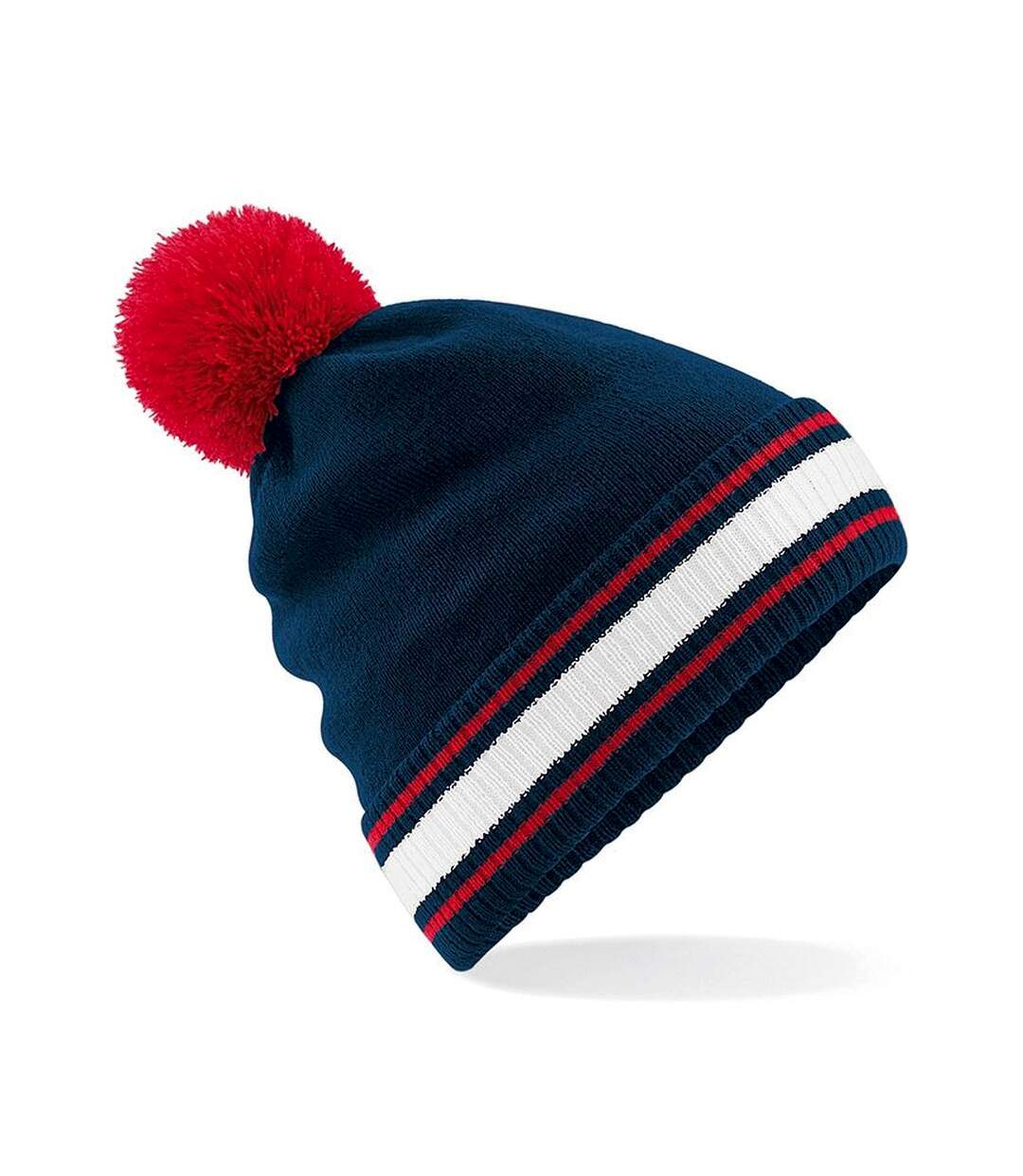 Beechfield Mens Stadium Beanie (French Navy/Classic Red/White) - UTRW6016-1