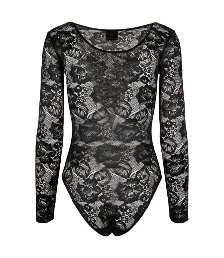Womens/ladies Lace Long-sleeved Bodysuit Black Urban Classics