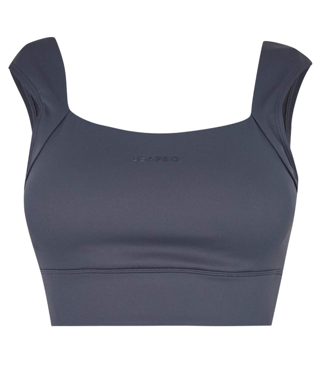 Womens/ladies Logo Ruched Sports Bra Shark Grey USA Pro-2