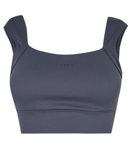 Womens/ladies Logo Ruched Sports Bra Shark Grey USA Pro