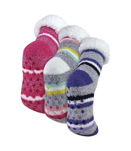 3 Pairs Ladies Soft Fluffy Lounge Socks | Warm Cosy Home Slipper Socks