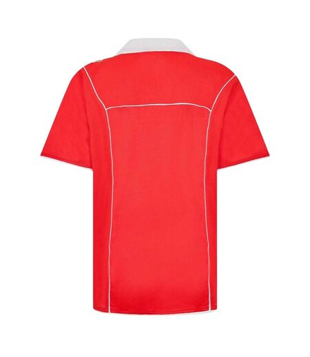 Mens Plain Contrast Piping Athletic Rugby Shirt Red Puma
