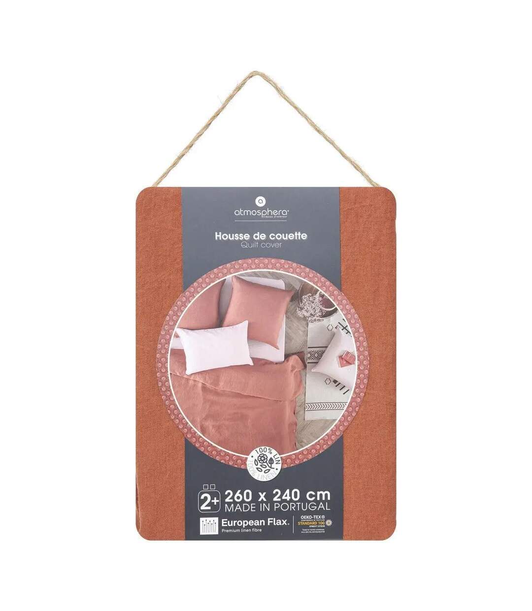 Housse de Couette Lin Adorable 260x240cm Terracotta-3