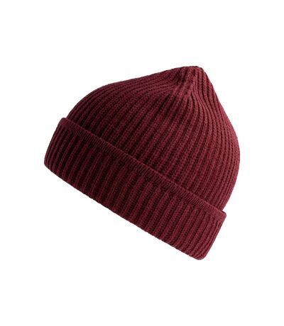 Unisex adult maple ribbed recycled beanie burgundy melange Atlantis