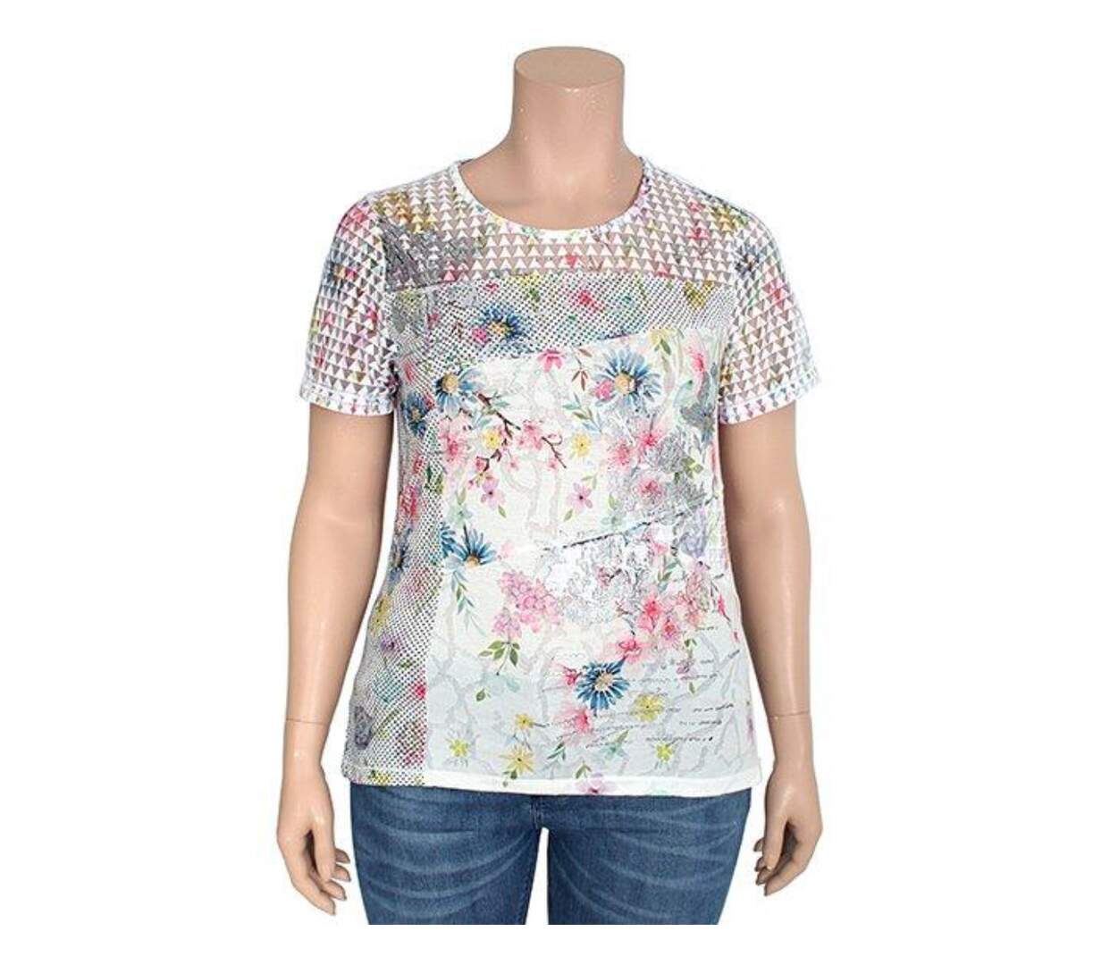 Tee-shirt MAYFLOWER BAG15117A fleuri : l'élégance du voile et de la transparence-5