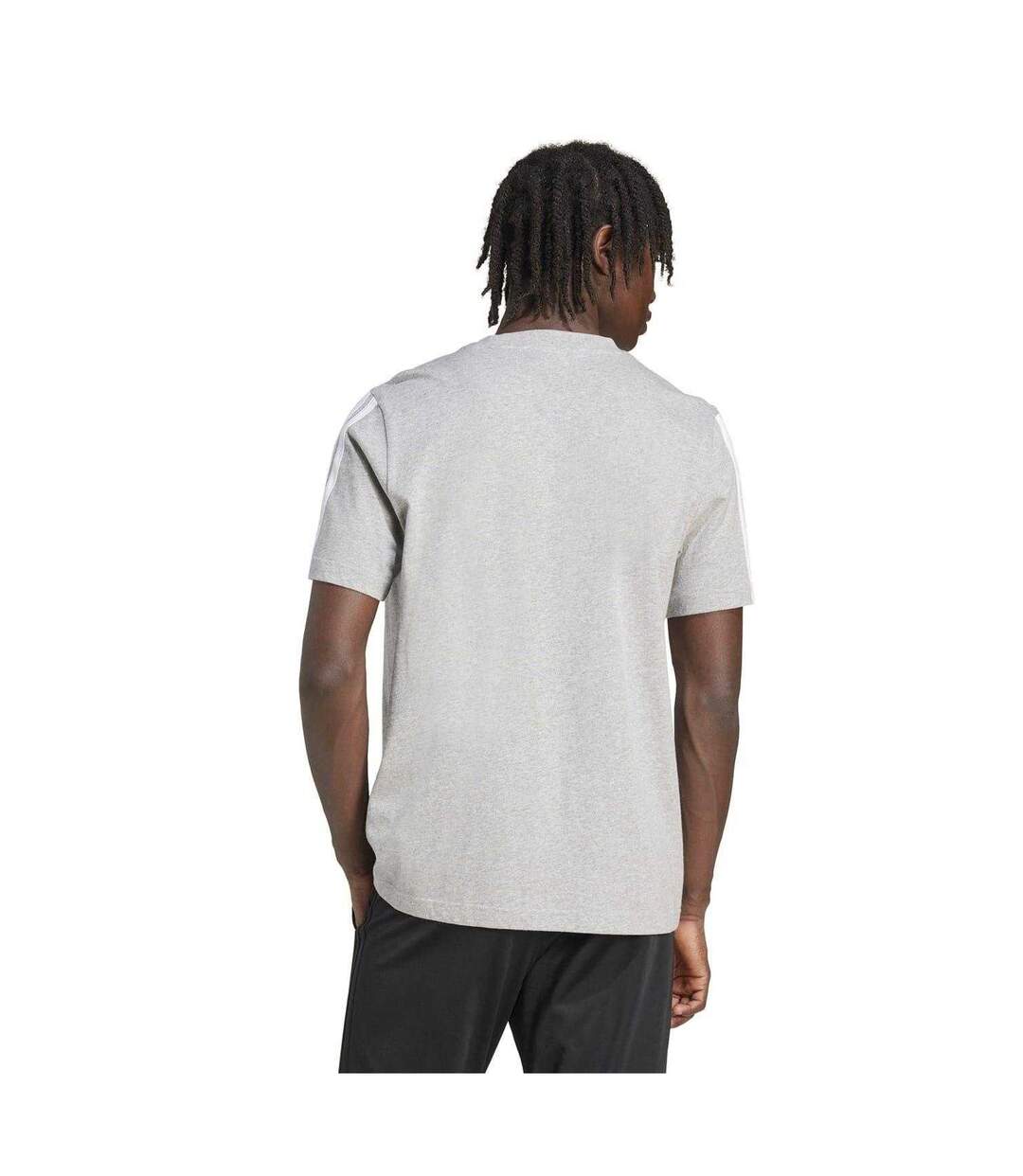 T-shirt Motif/style 3 Rayures Homme Gris Moyen Blanc Adidas-3