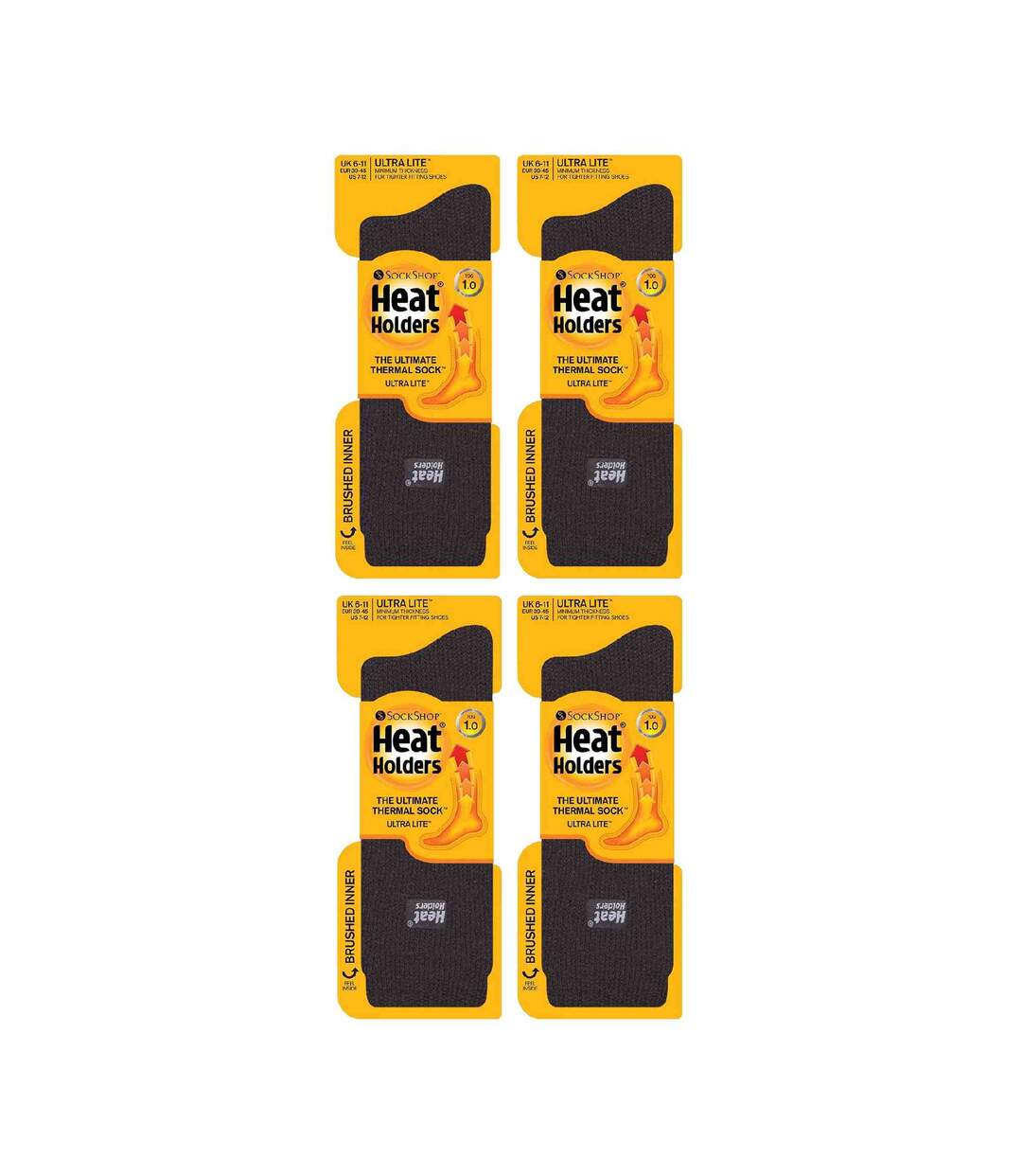 4 Pair Mens Ultra Lite Extra Thin 1.0 TOG Casual Thermal Socks-2