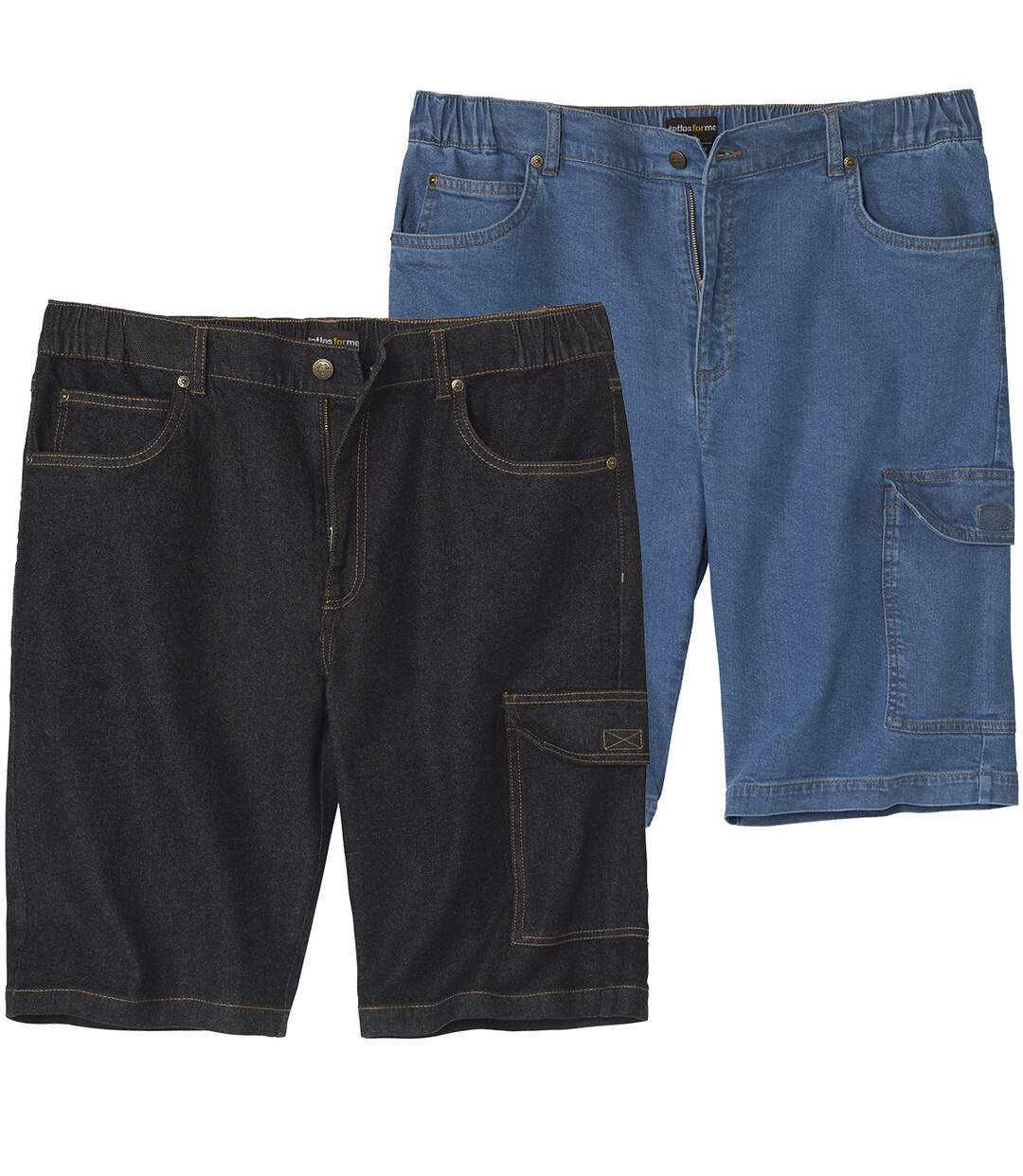 Set van 2 denim bermuda’s met cargozakken-7