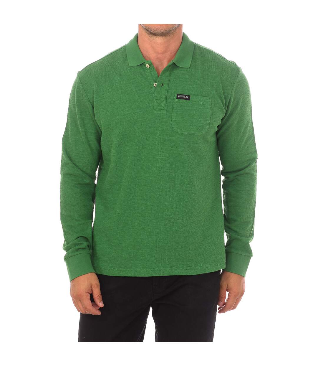 E-MAEN NP0A4G9Q Men's Long Sleeve Polo Shirt-1