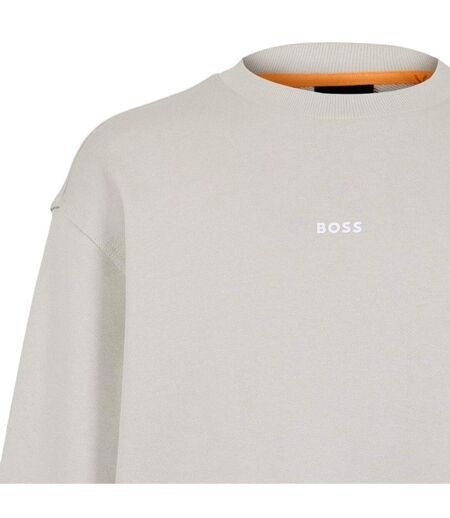 Sweat Motif/style Logo Wesmallcrew Homme Beige Clair Boss
