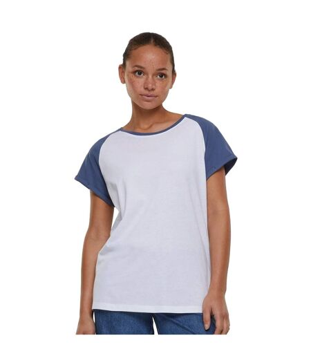 T-shirt Manches Raglan Motif/style Contrasté Femme Blanc Bleu Urban Classics
